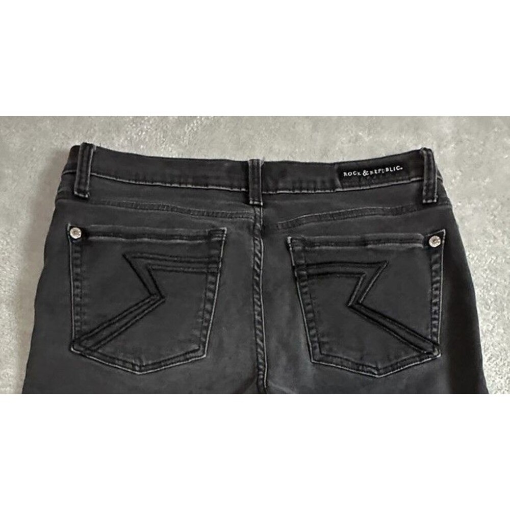 Rock & Republic Kendall Cropped Jeans 12 Black Stretch Y2K Grunge Rocker 2000s